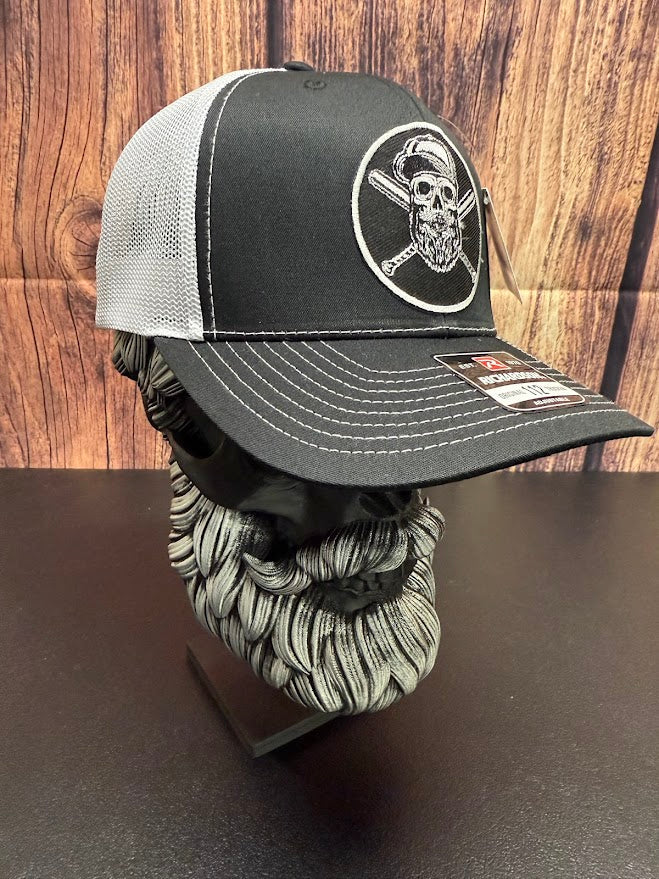 Baseball or Softball Bearded Skull Trucker Hat For Beard Guys