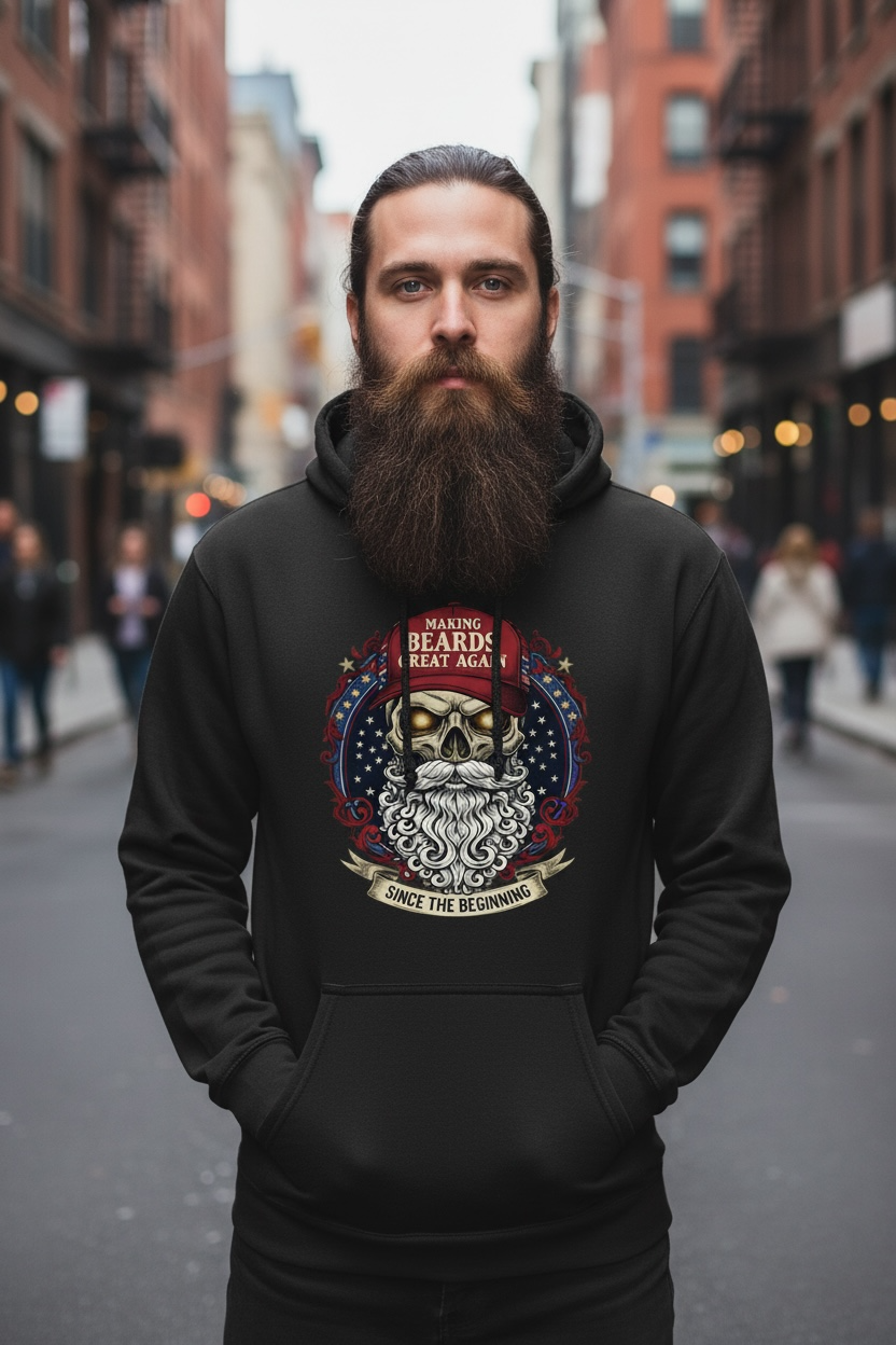 Making Beards Great Again Hoodies Bearded Skull Hoodie Patriotic Flair