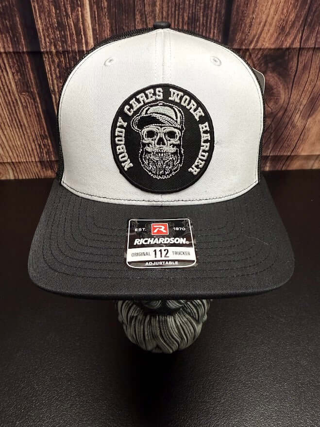 Nobody Cares Work Harder Beard Skull Richardson Trucker Hat