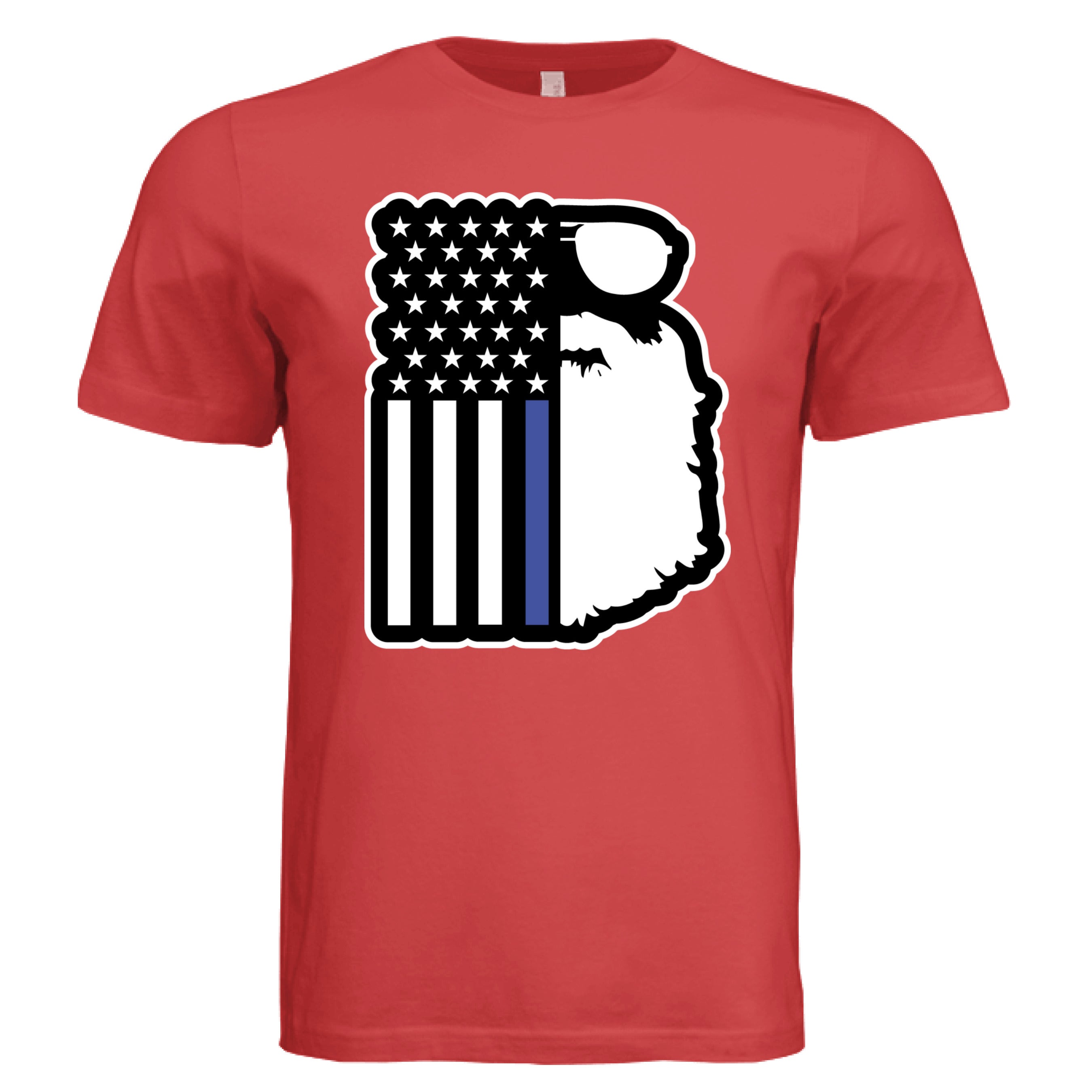 Patriotic Beard and Flag Tee Shirt Design Bearded Symbol of Strength and Unity RED - FRONT