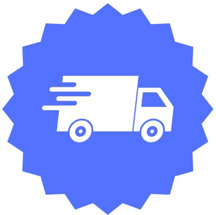 Icon of a delivery truck symbolizing fast shipping protection for packages.