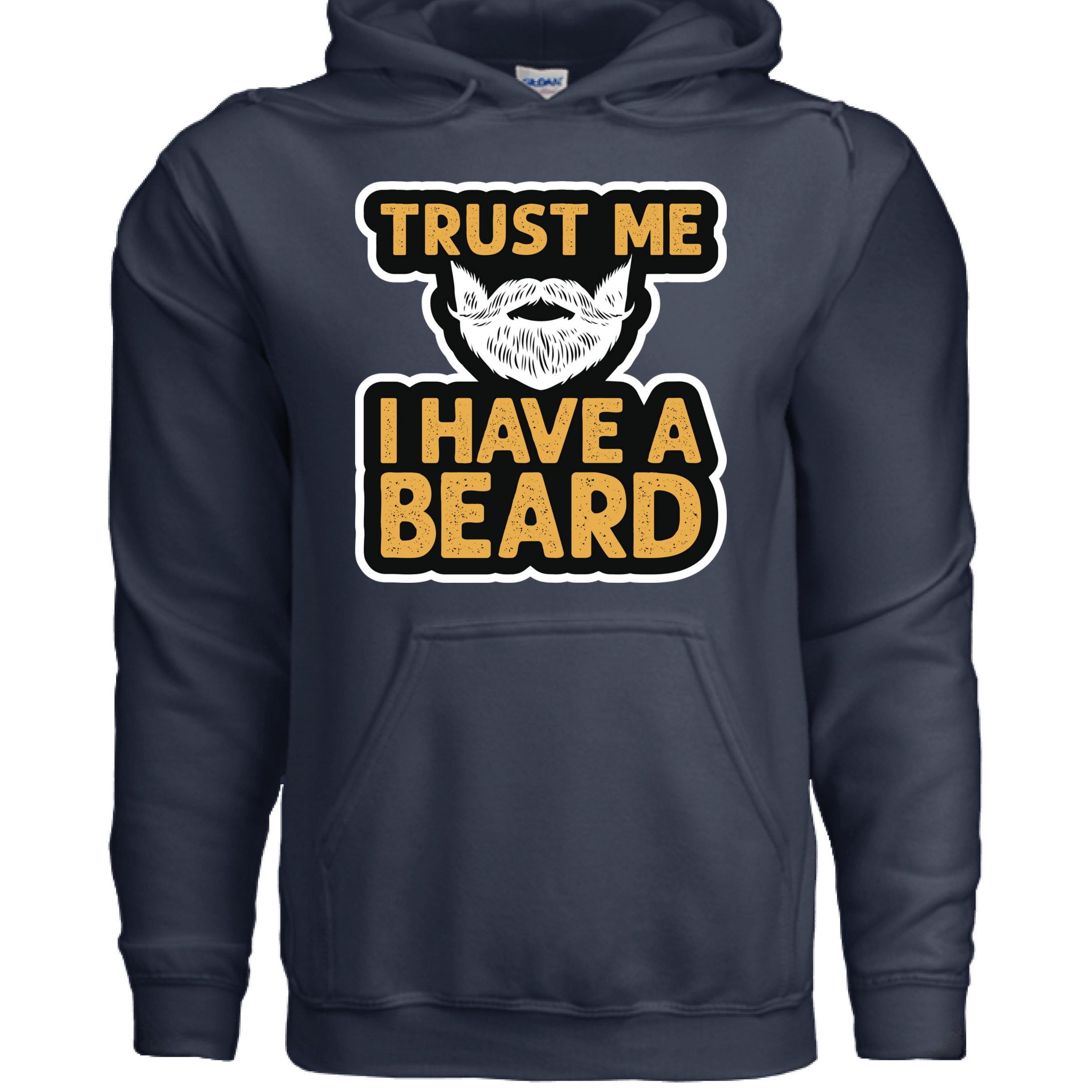 Trust Me I Have a Beard Humor Graphic Bearded Guy Hoodie NAVY - FRONT
