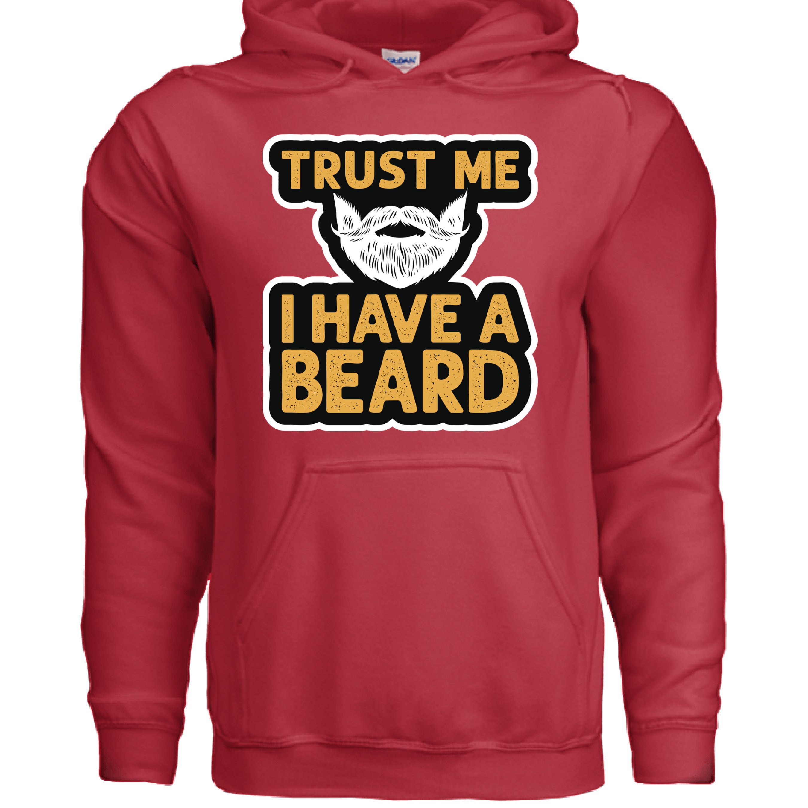 Trust Me I Have a Beard Humor Graphic Bearded Guy Hoodie RED - FRONT