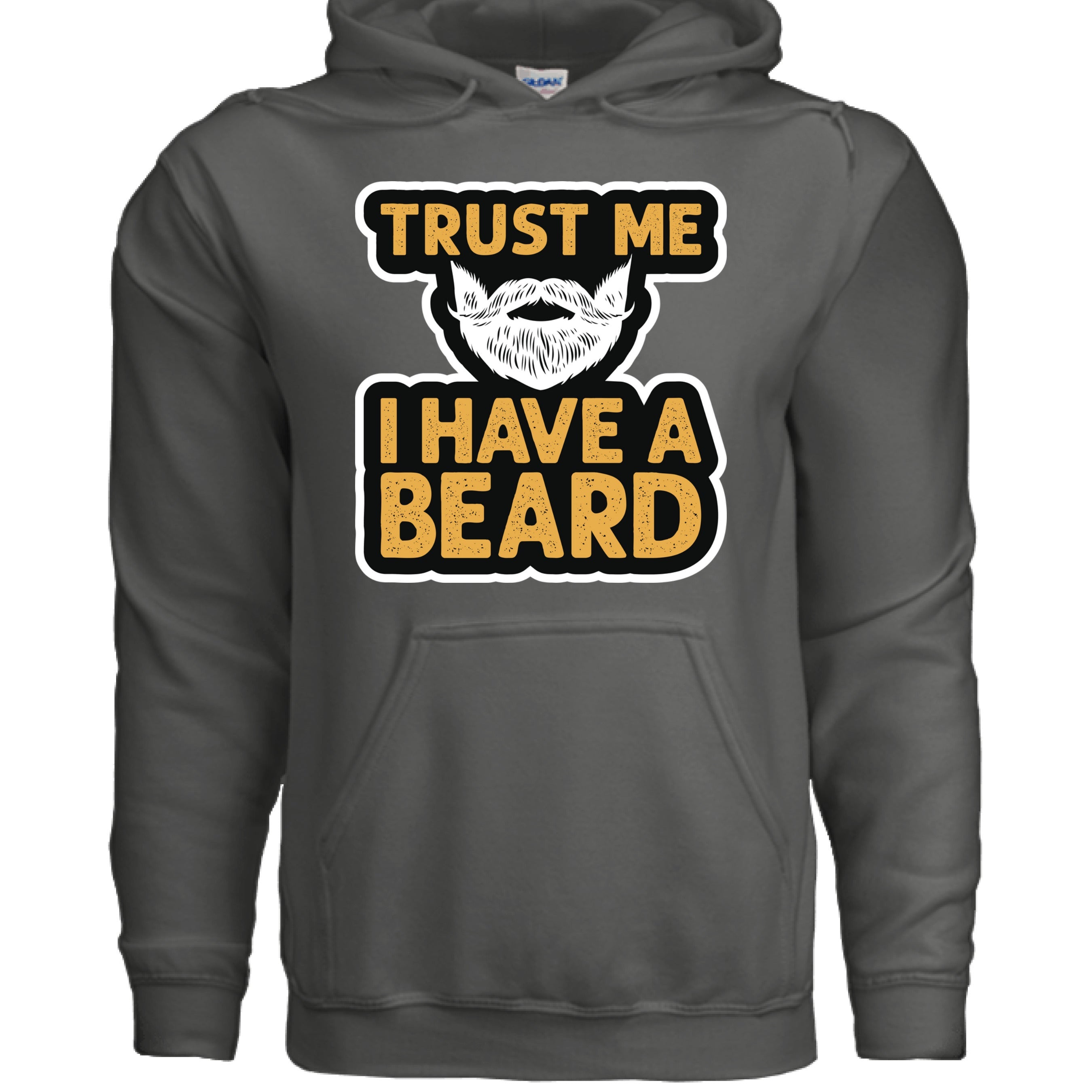 Trust Me I Have a Beard Humor Graphic Bearded Guy Hoodie CHARCOAL - FRONT