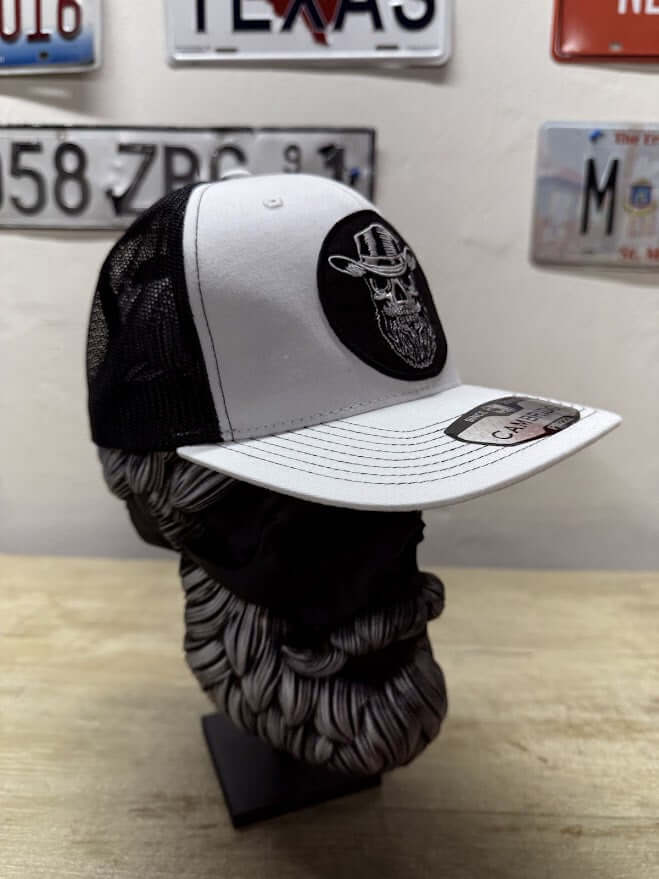 Unique Beard Skull Cowboy Trucker Hat Side 2