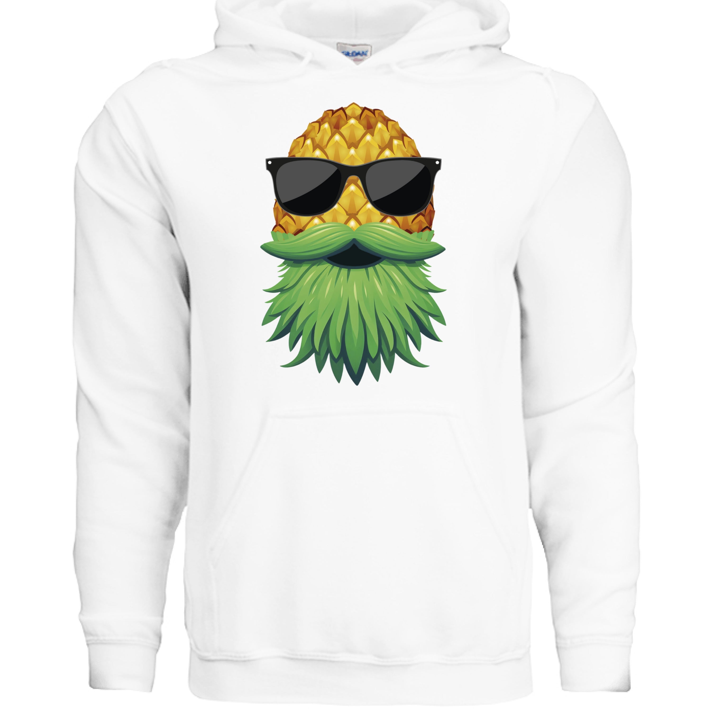 Upside Down Bearded Pineapple Hoodie Plays Well With Others WHITE - FRONT