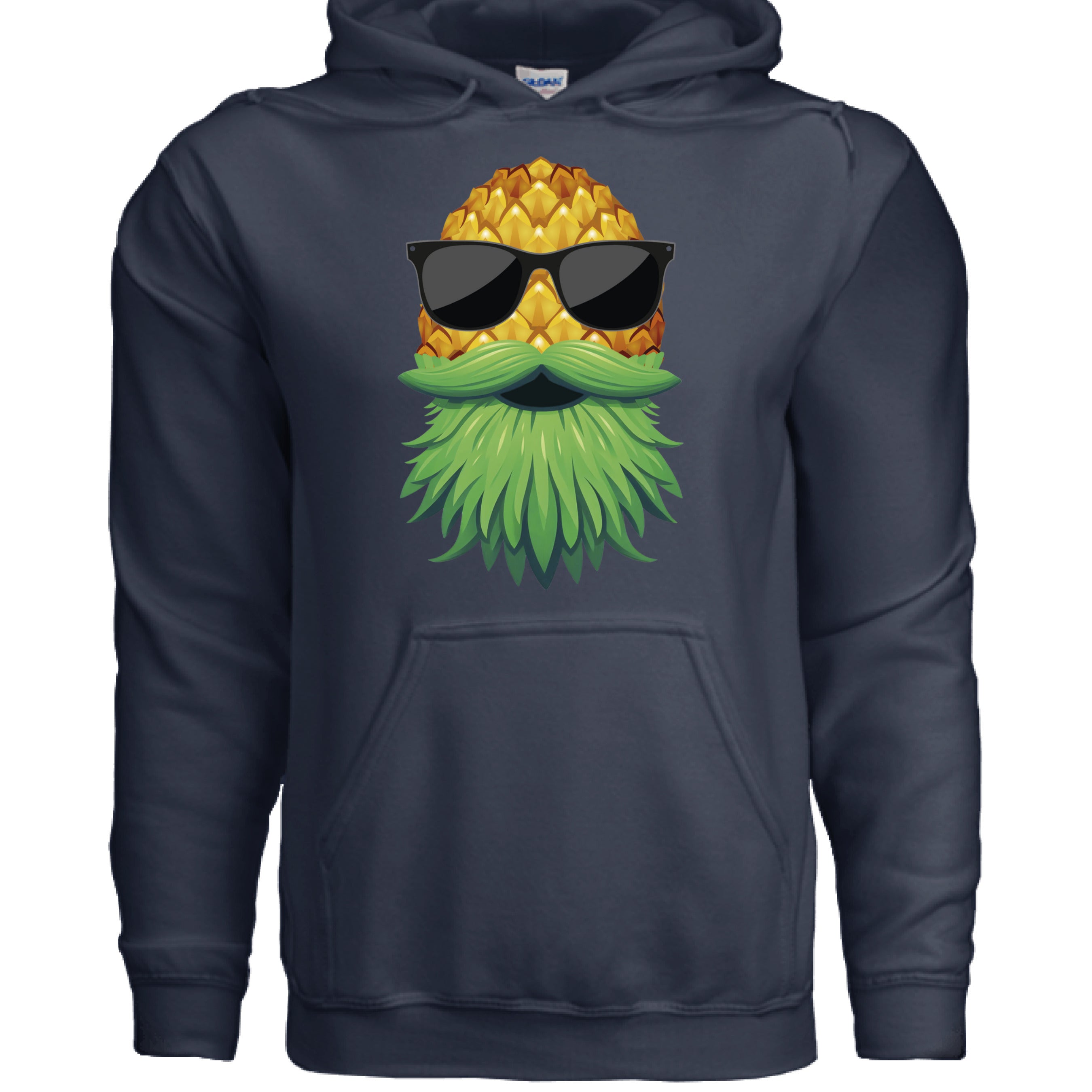 Upside Down Bearded Pineapple Hoodie Plays Well With Others NAVY - FRONT