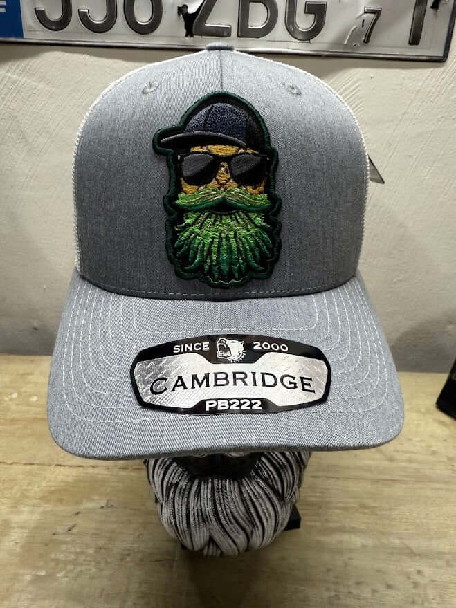 Upside Down Pineapple Beard Guy Trucker Hat Front