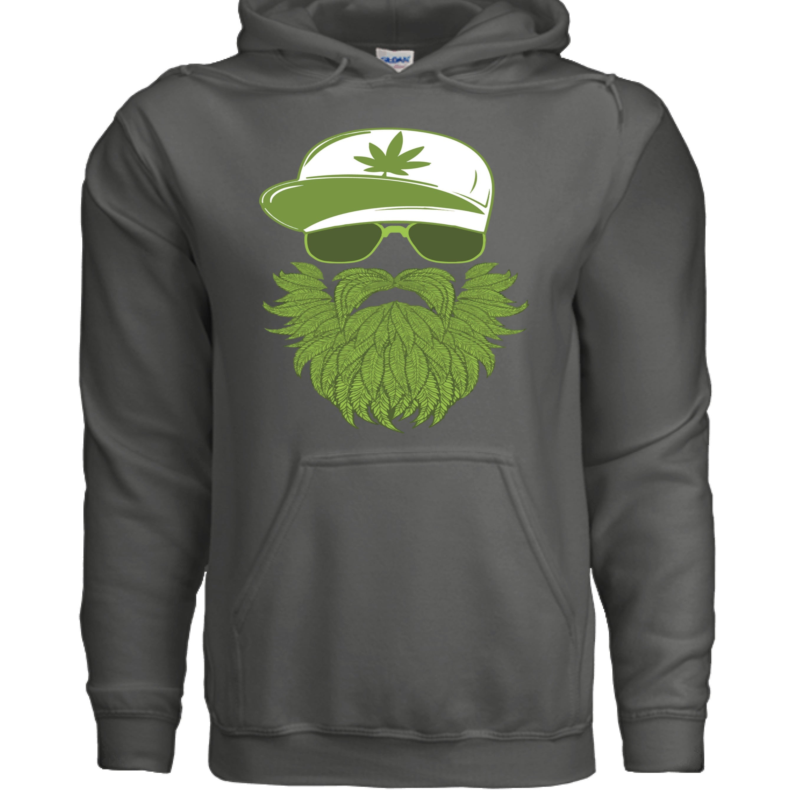 Weedman Beard Guy Hoodie – Bearded Skull Cannabis Graphic Hoodie for Chill Vibes & Bold Style CHARCOAL - FRONT