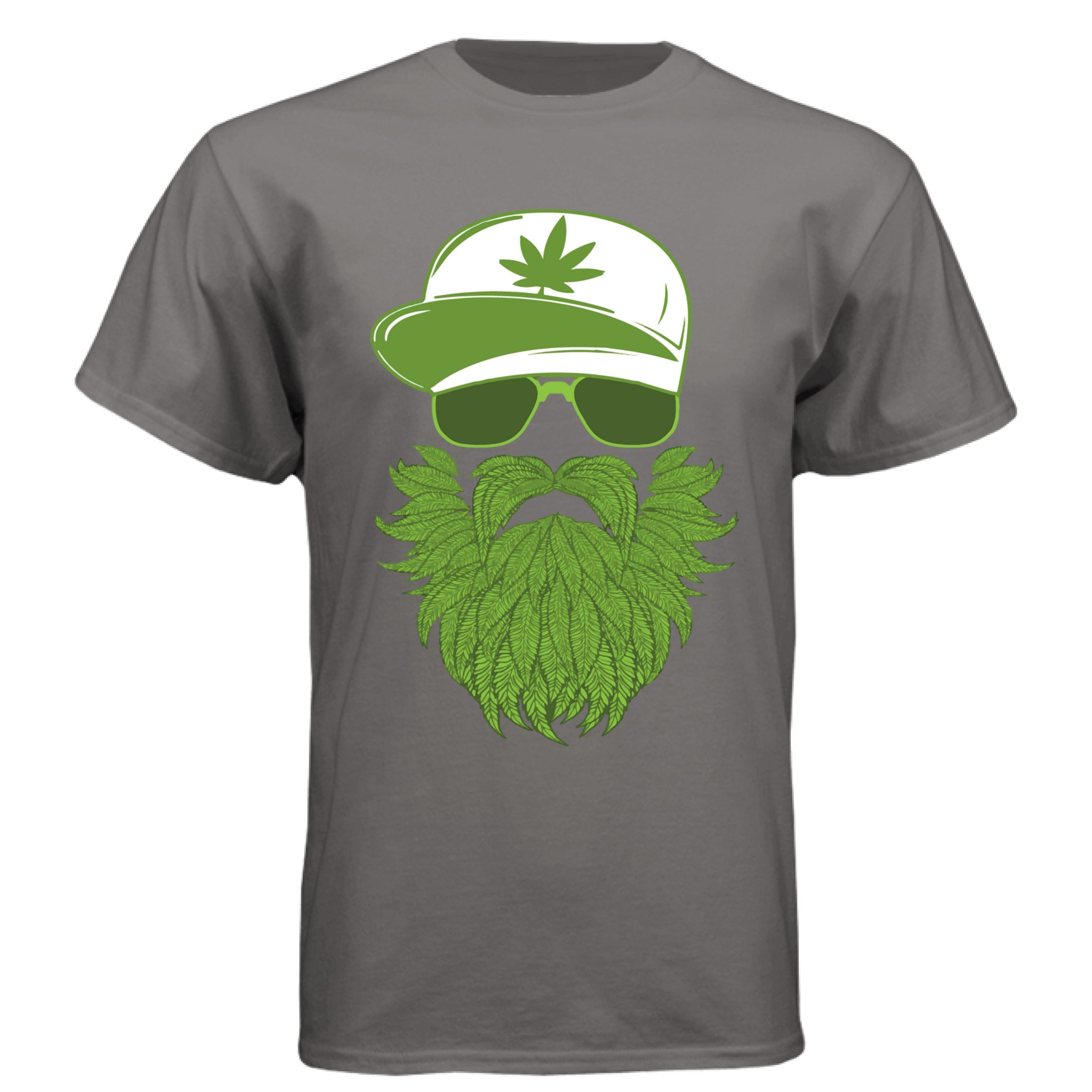 Weedman Beard Guy Tee Shirt – Bearded Skull Cannabis Graphic T-Shirt for Chill Vibes & Bold Style Oxford Grey - FRONT
