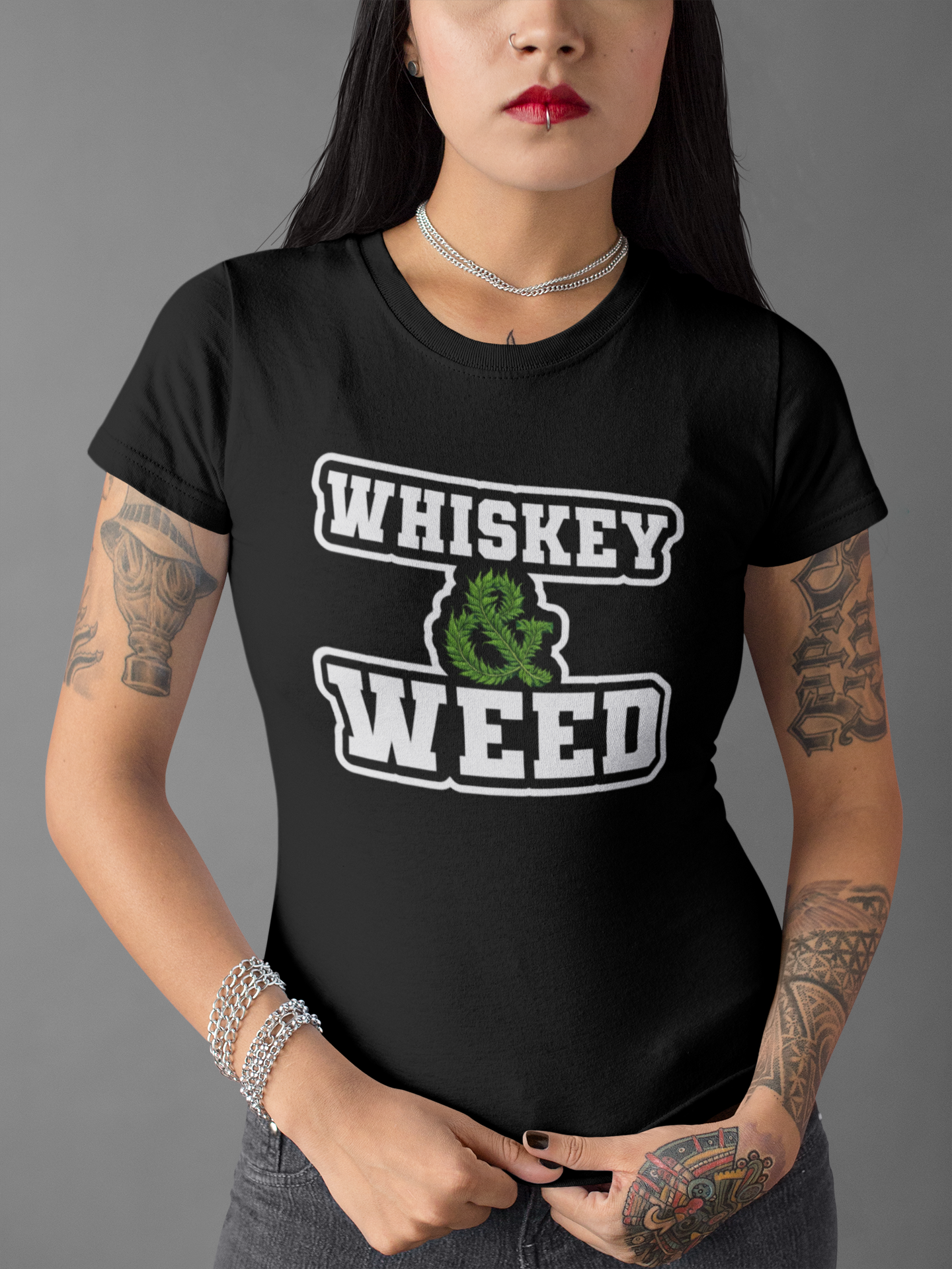 Whiskey And Weed Ladies Bella Tee Shirt