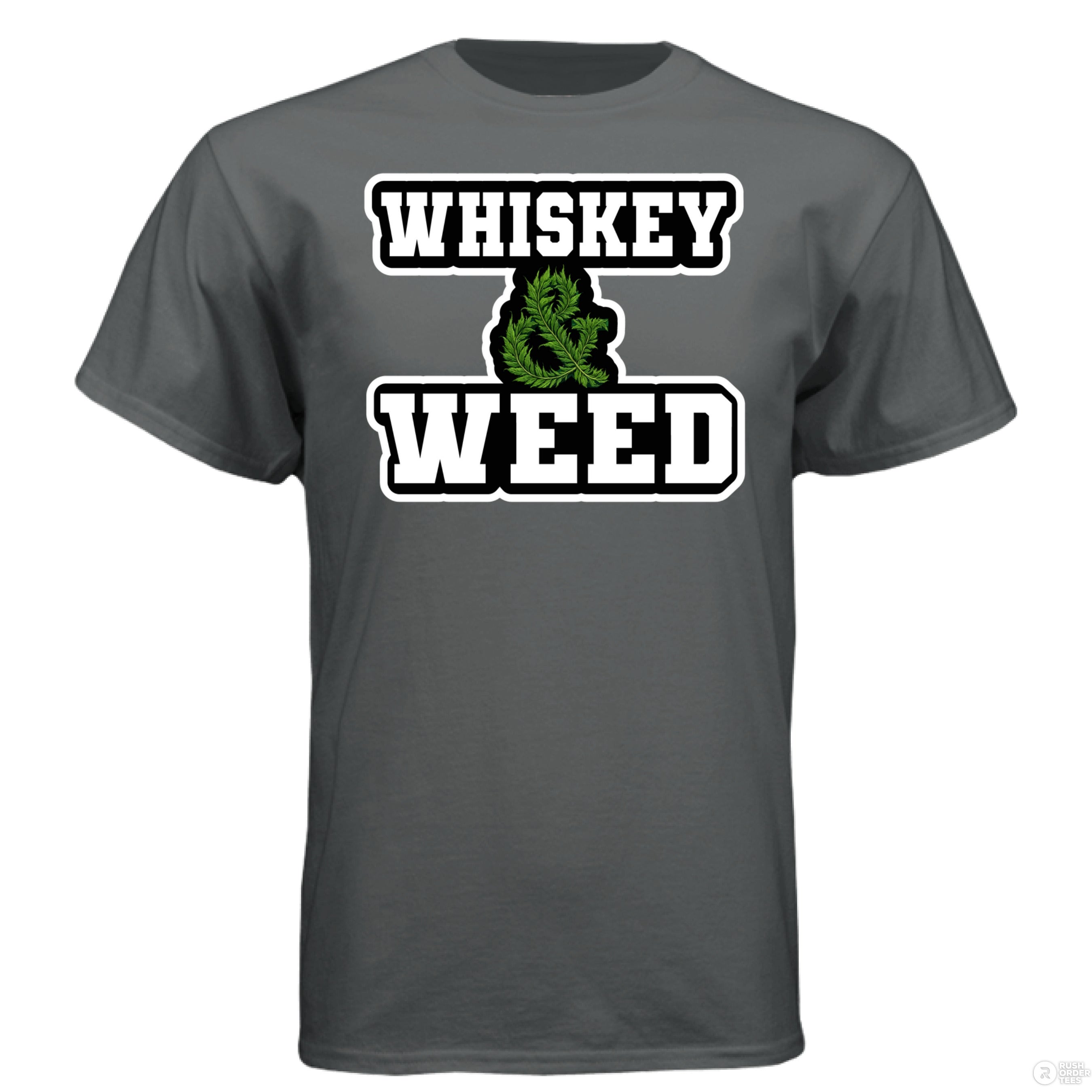 Whiskey and Weed Hanes Guys Tee Shirt CHARCOAL HEATHER - FRONT