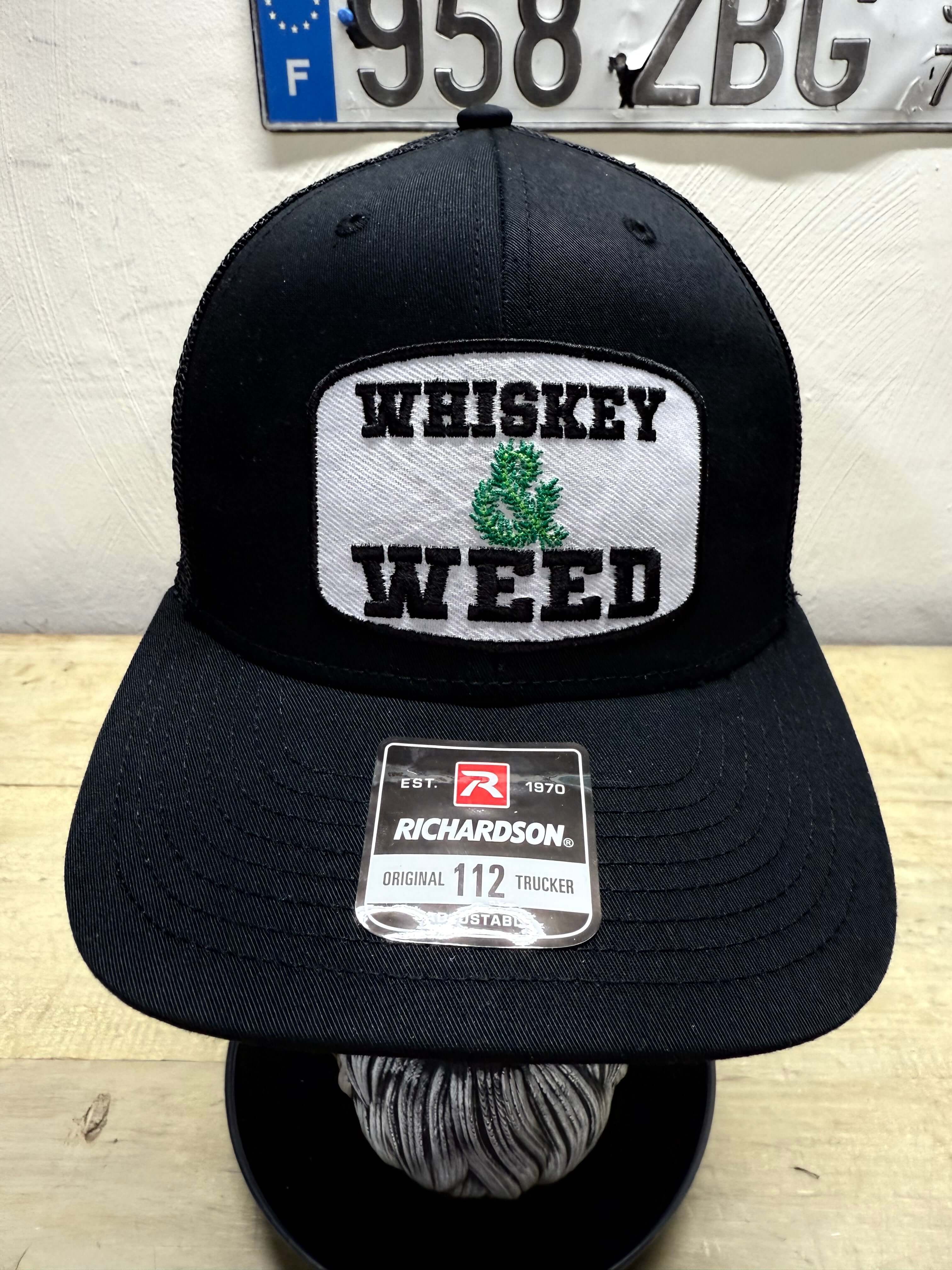 Whiskey and Weed Trucker Hat Embroidered Patch