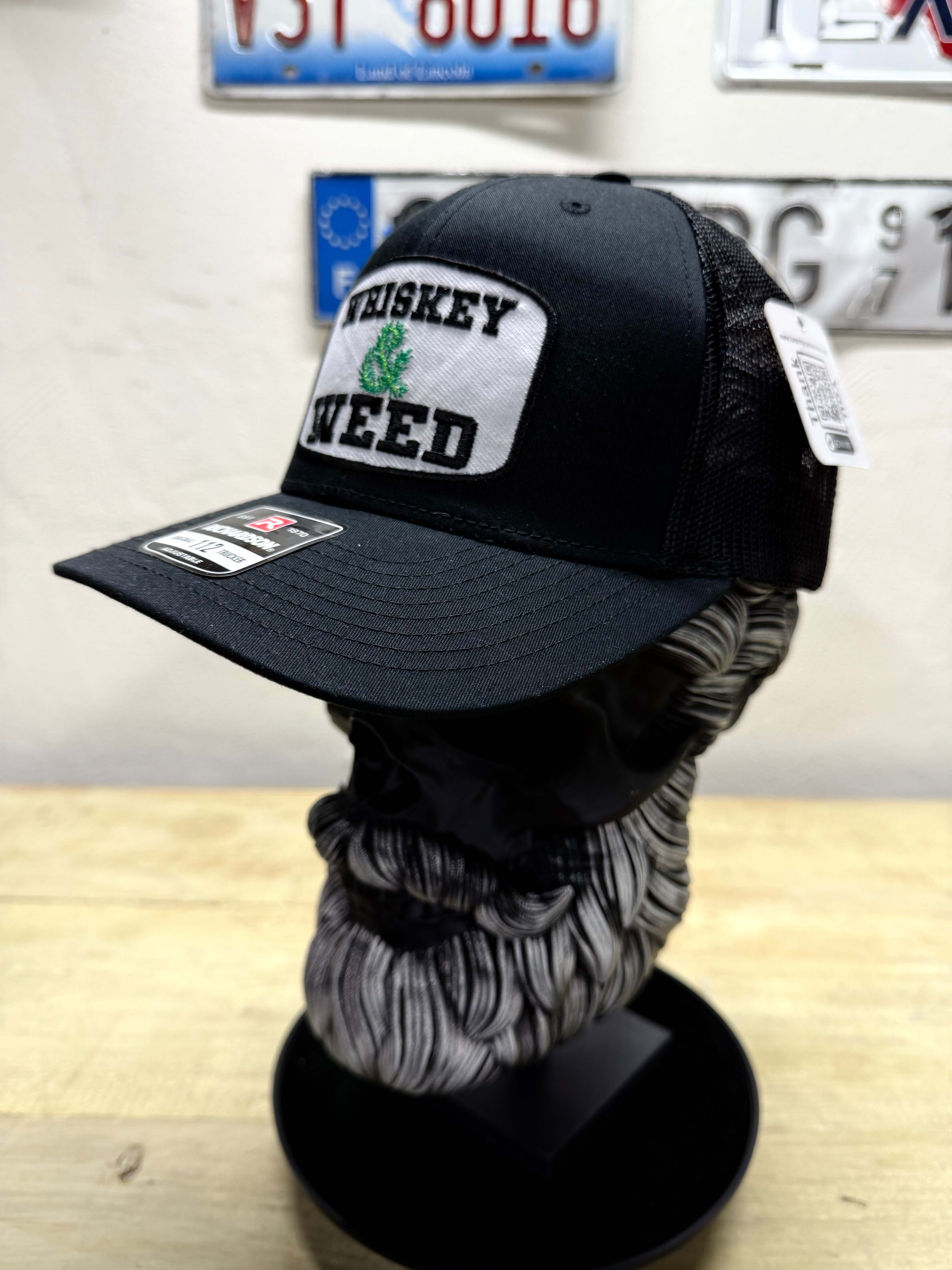 Whiskey and Weed Trucker Hat Embroidered Patch Side