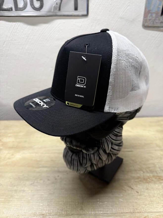 Black and white color trucker hat for men